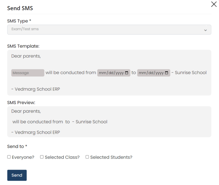 How To Send SMS in Vedmarg School ERP (30+ SMS Templates)