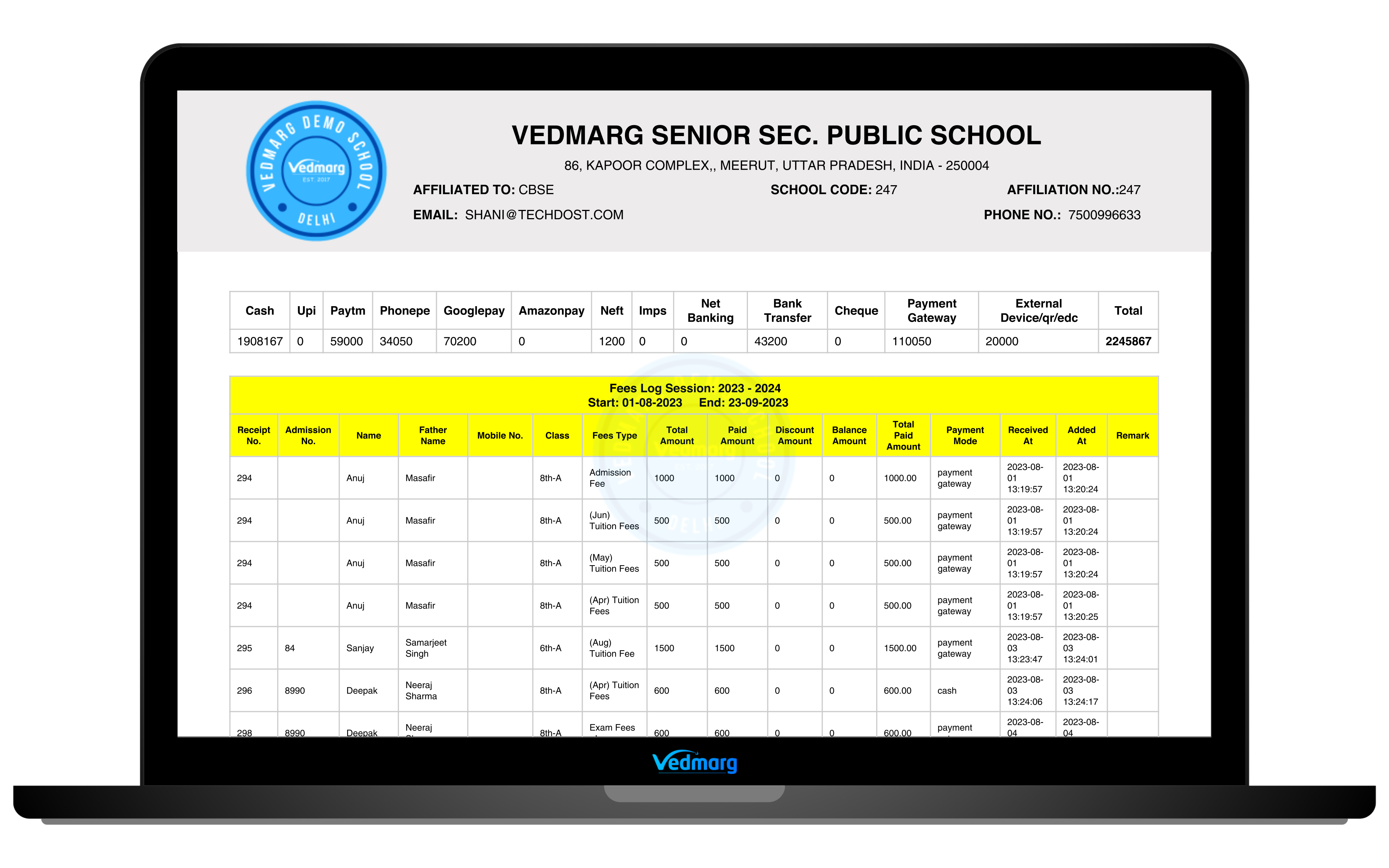 fee log session school management system - School Management Software in Muzaffarnagar - Free Mobile Apps
