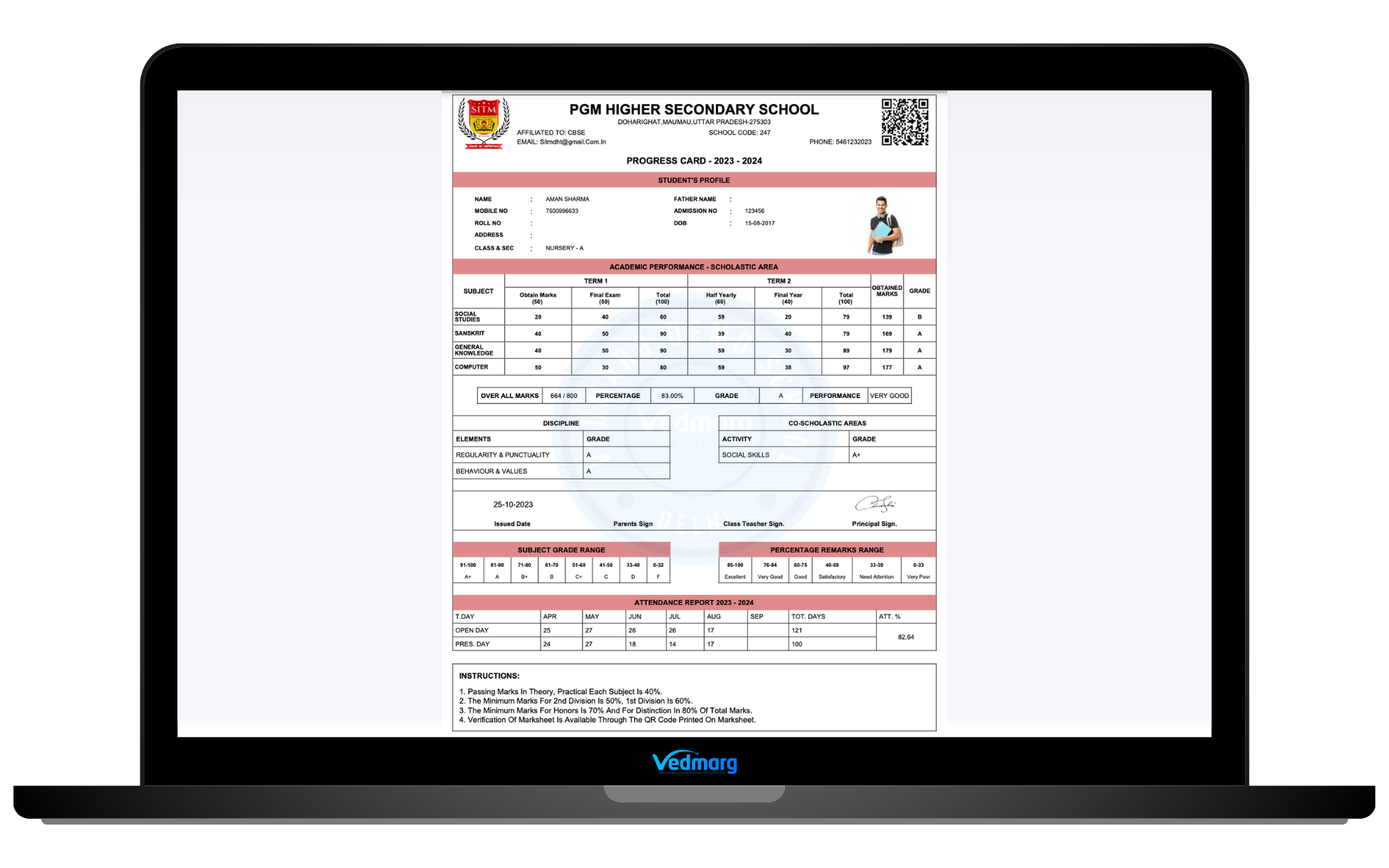 Vedmarg - Marksheet Format-2 - Customization Available